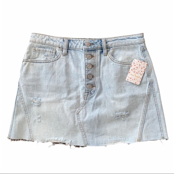 Nwt Free People Ripped Denim Mini Skirt Montauk - Picture 4 of 12